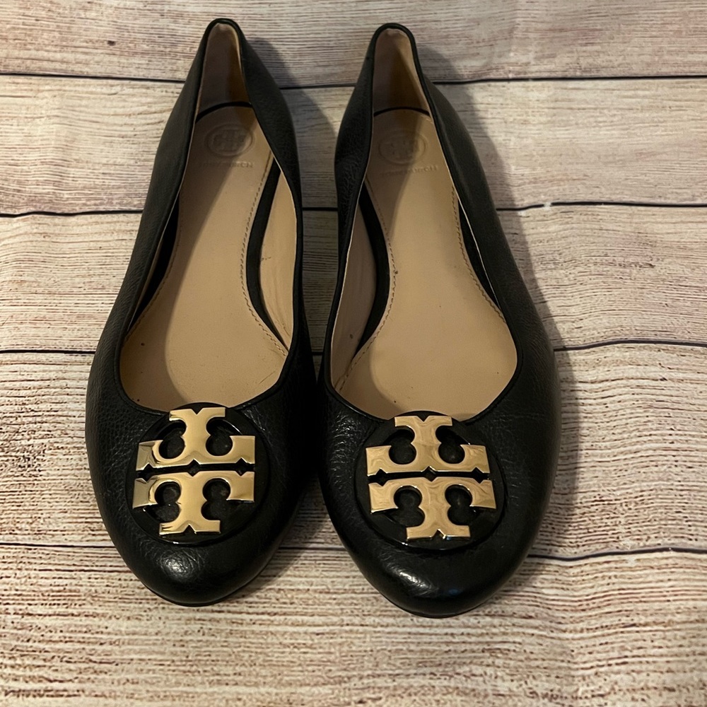 Tory Burch Black Leather Flats